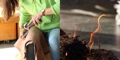 taille de silex et feu